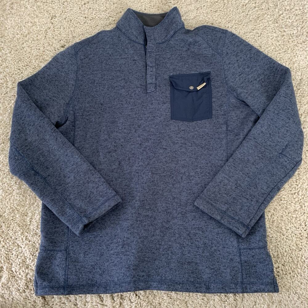 Vintage Woolrich 1/4 Snap Sweater Mens Medium Blue Knit Outdoors Hiking Camping